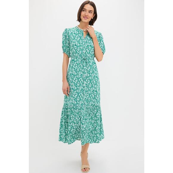 HYACINTH HOUSE Green Micro Floral Frannie Maxi Dress Size XL NWT - Picture 1 of 7
